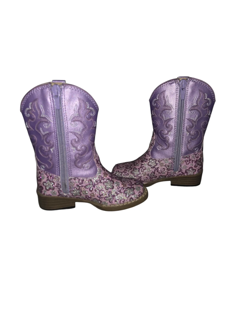 Roper Kids Purple Glitter Floral Cowboy Boots Toddler Size 6